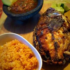 A picture of Fried mojarra" (fried fish).