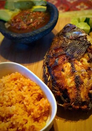 A picture of Fried mojarra" (fried fish).
