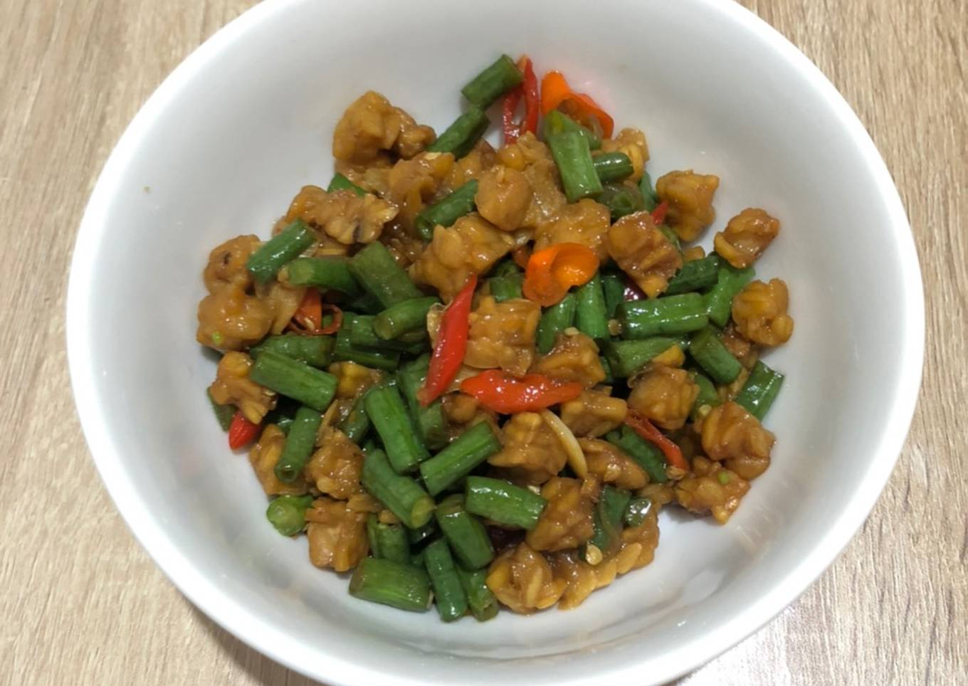 Oseng tempe kacang panjang ala warteg