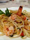 Linguine con Code di Mazzancolle, Pomodorini Freschi e Zafferano