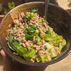 A picture of Pad Krapow with cabbage.