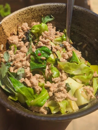 Recipe Pad Krapow with cabbage which Delicious