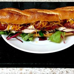 A picture of My Steamed Chicken, Bacon Cheese and Mayo French Stick 🥰.