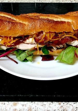 A picture of My Steamed Chicken, Bacon Cheese and Mayo French Stick 🥰.