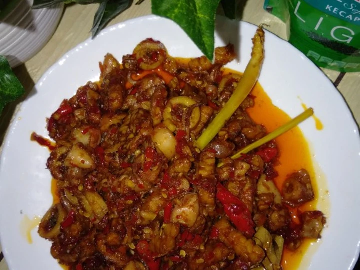 Langkah Mudah untuk Membikin Resep  Oseng mercon cumi asin mix tempe yang Menggugah Selera, Enak Banget