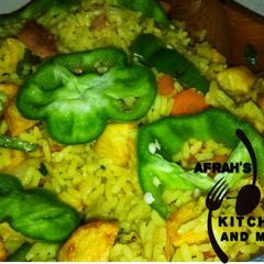 A picture of Potatoes Fried rice.