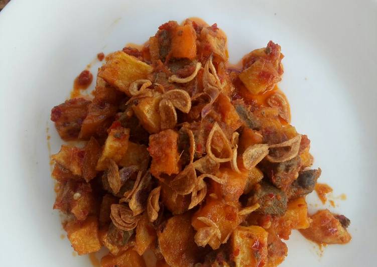 Resep Populer Kentang Ati sapi balado Enak Bergizi