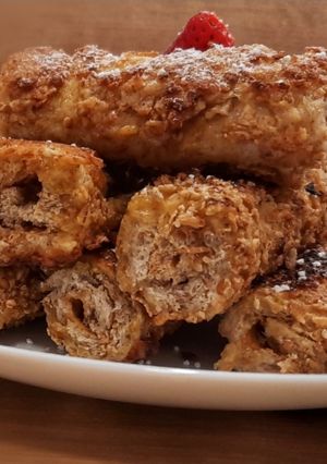 A picture of Peanut butter and jam bread rolls.