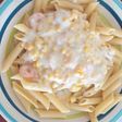 Pastas con salsa Blanca camarón choclo