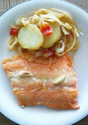 Una foto de Salmón al Horno