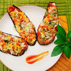 A picture of Easy Eggplant or Brinjal Pizza.