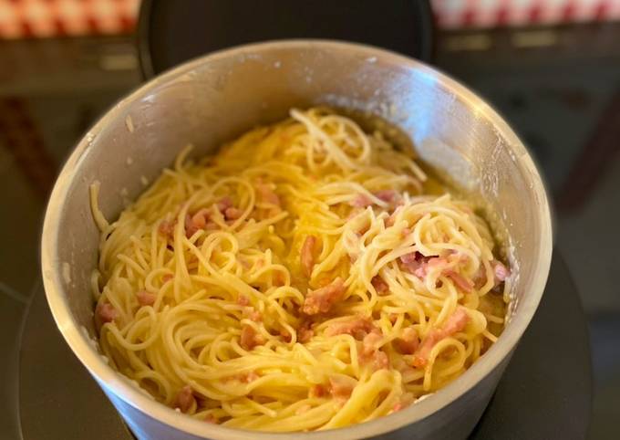 Spaghetti à la carbonara au TM6