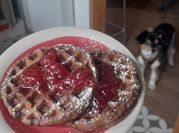 Una foto de waffles sin huevo