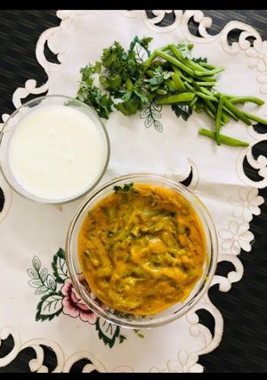 A picture of Guvar curd sabji.