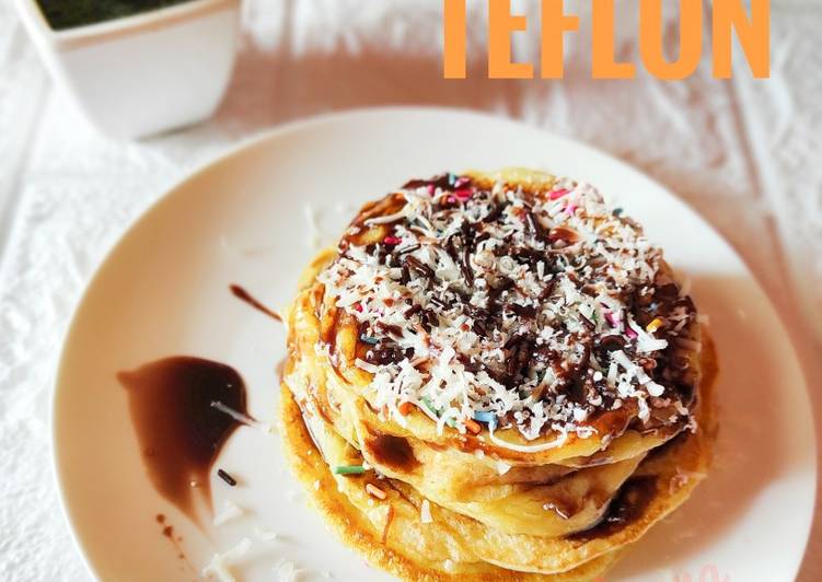 Cara menyiapkan 73. Pancake Teflon  yang Menggugah Selera