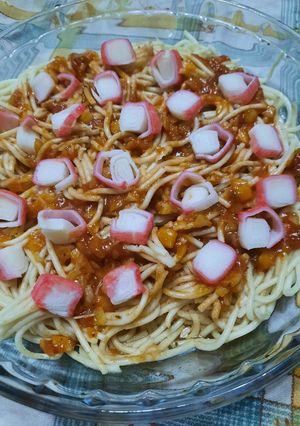 Una foto de Fideos con Kanikama al horno