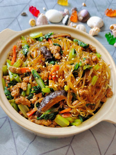 油菜肉末冬粉 的食譜成品照片