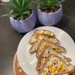 A picture of Cheese spread corn toast 🌽.