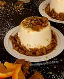 Vegan Panna Cotta with Orange Caramel and Pistachio Streusel