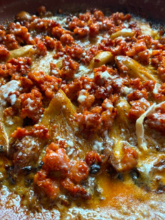 Una foto de Setas con picadillo de chorizo y queso de cabra