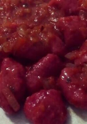 Una foto de Ñoquis de remolacha (Vegano)