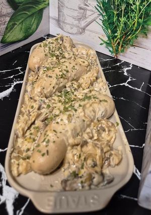 Une photo de Boudins blancs champignons 🍄pommes et oignons à la crème au Cookeo infinity