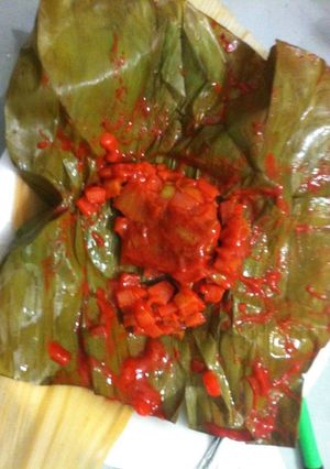 Una foto de Pescado de cuaresma al pibil en hoja de plátano tipo Doña Licha