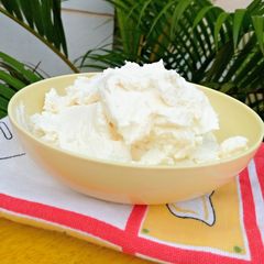 A picture of Homemade cream cheese with powdered milk.