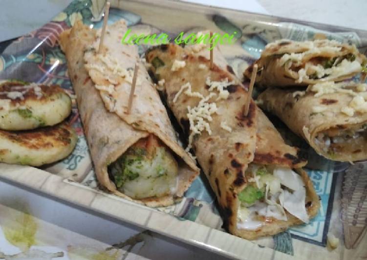 Step-by-Step Guide to Make Speedy Oats spring onion paratha  broccoli cheese tikki kathi roll