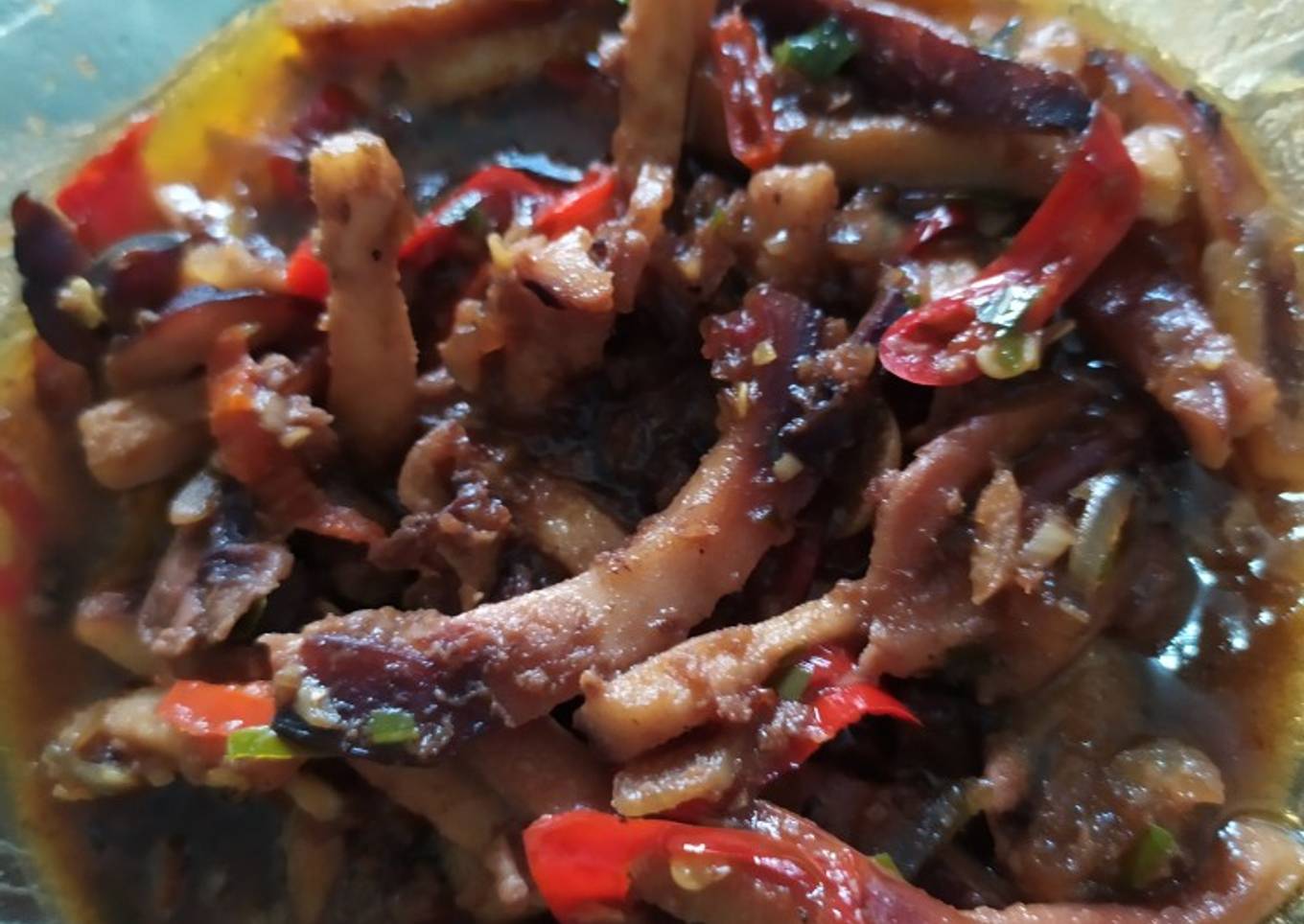 Tumis Cumi asap kecap pedas