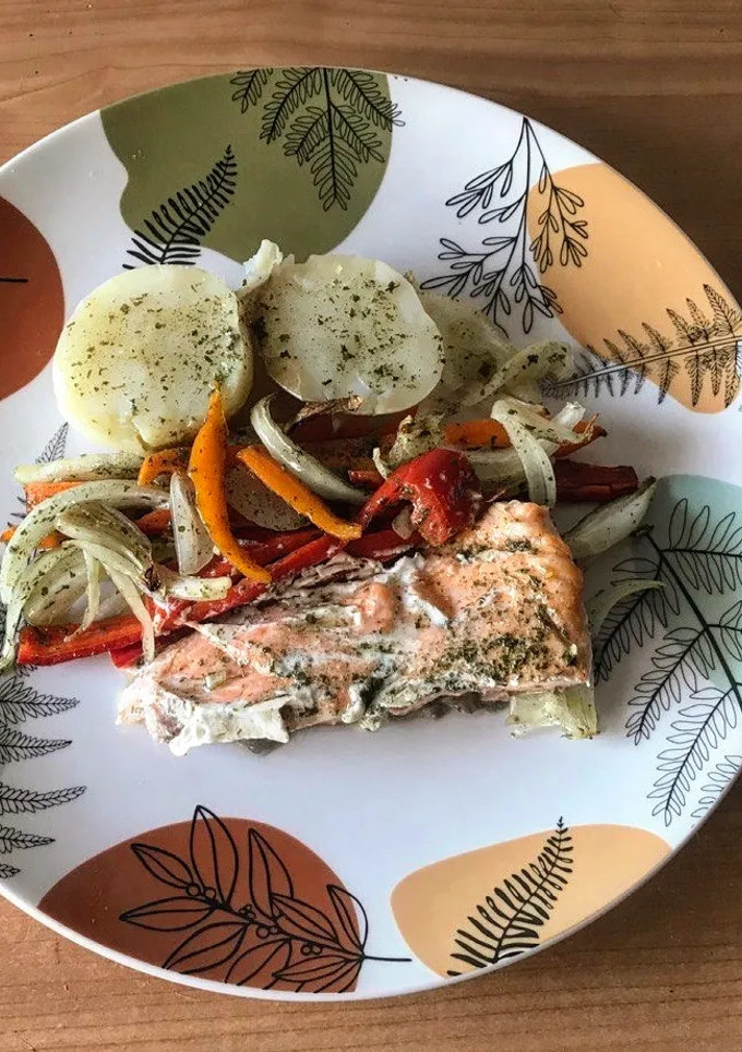 Una foto de Salmón al papillote en airfryer