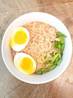 A picture of Simple Beef Ramen with Soft Boiled Egg.