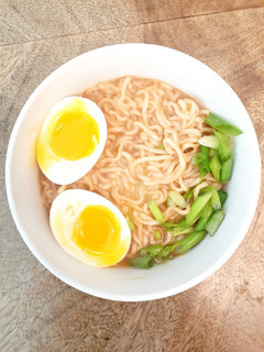 A picture of Simple Beef Ramen with Soft Boiled Egg.