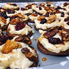 A picture of Sweet Potato Rounds With Herbed Ricotta And Walnuts.