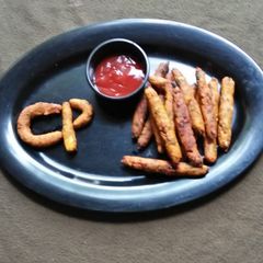 Vegetable and soya fried Sticks A picture of Vegetable and soya fried Sticks.