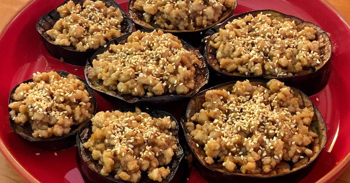 Nasu No Misoyaki (Eggplant with chicken and miso sauce) Recipe by Santy