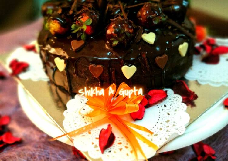 Recipe of Speedy Eggless dripping chocolate cake