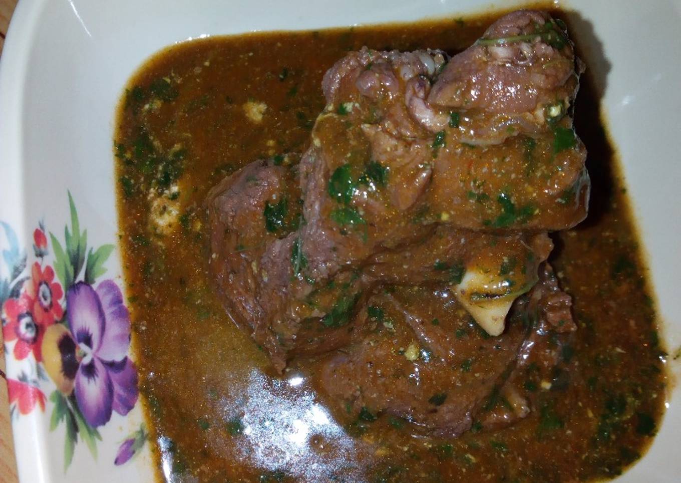Ewedu soup and goat meat pepper soup