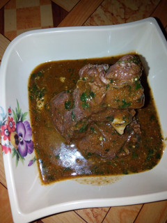 A picture of Ewedu soup and goat meat pepper soup.