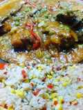 Picante de pollo con arroz graneado
