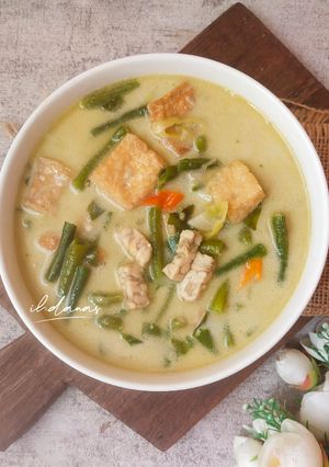 Foto resep Sayur Kacang Panjang Tempe Tahu Kuah Santan Pedas