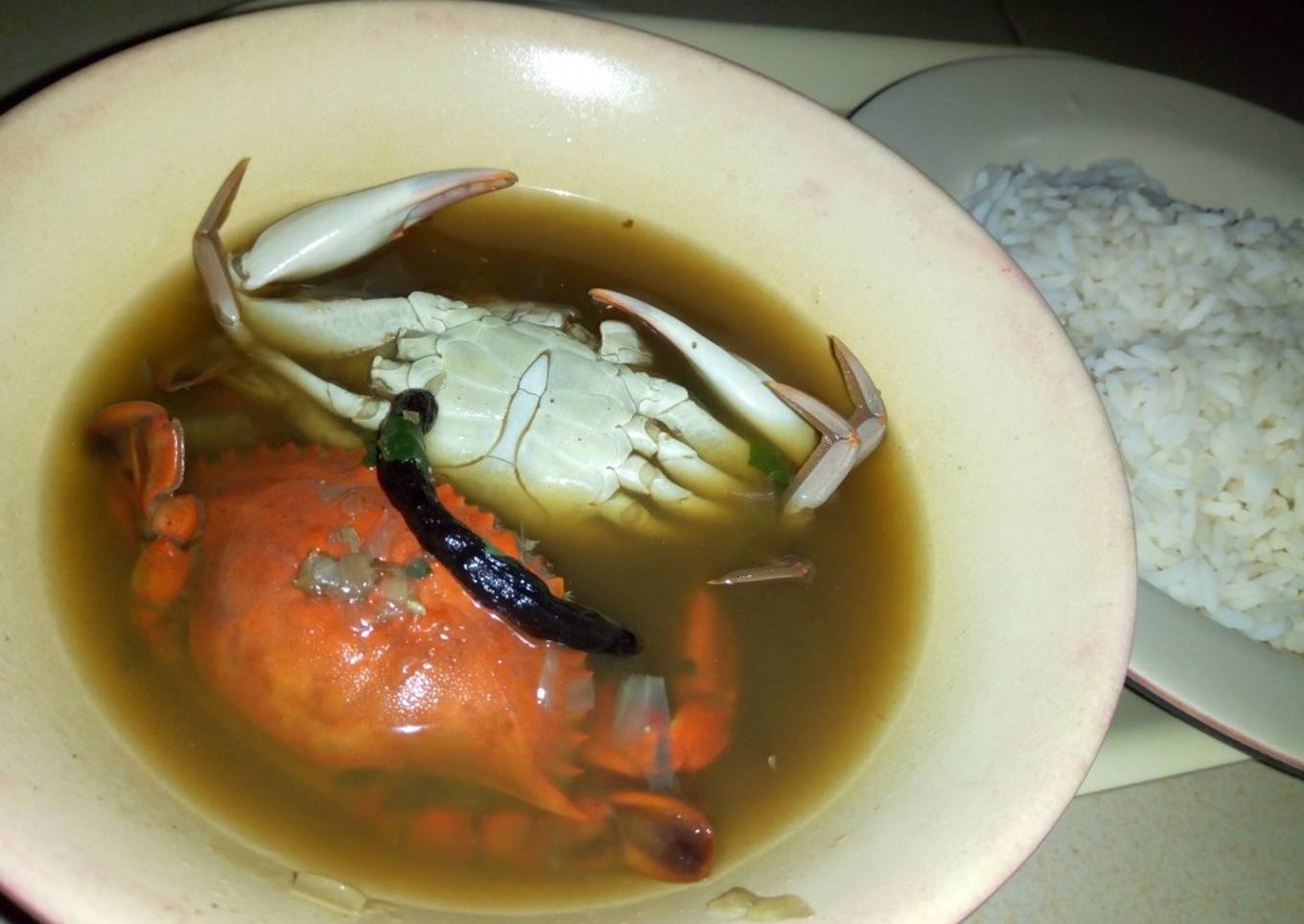 Crab Pepper Soup And White Rice