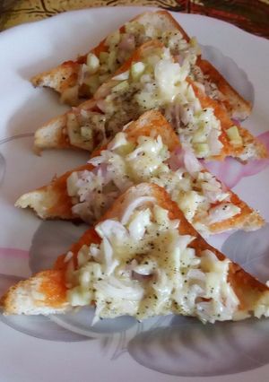 A picture of Open cheese sandwich.
