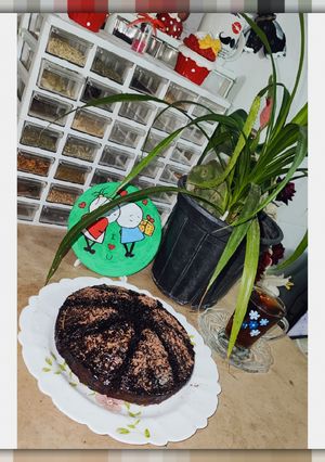 عکسی از دستور کیک خیس شکلاتی☕😋
