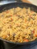 Creamy mushroom pasta with goat cheese