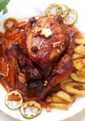 عکسی از دستور مرغ شکم پر