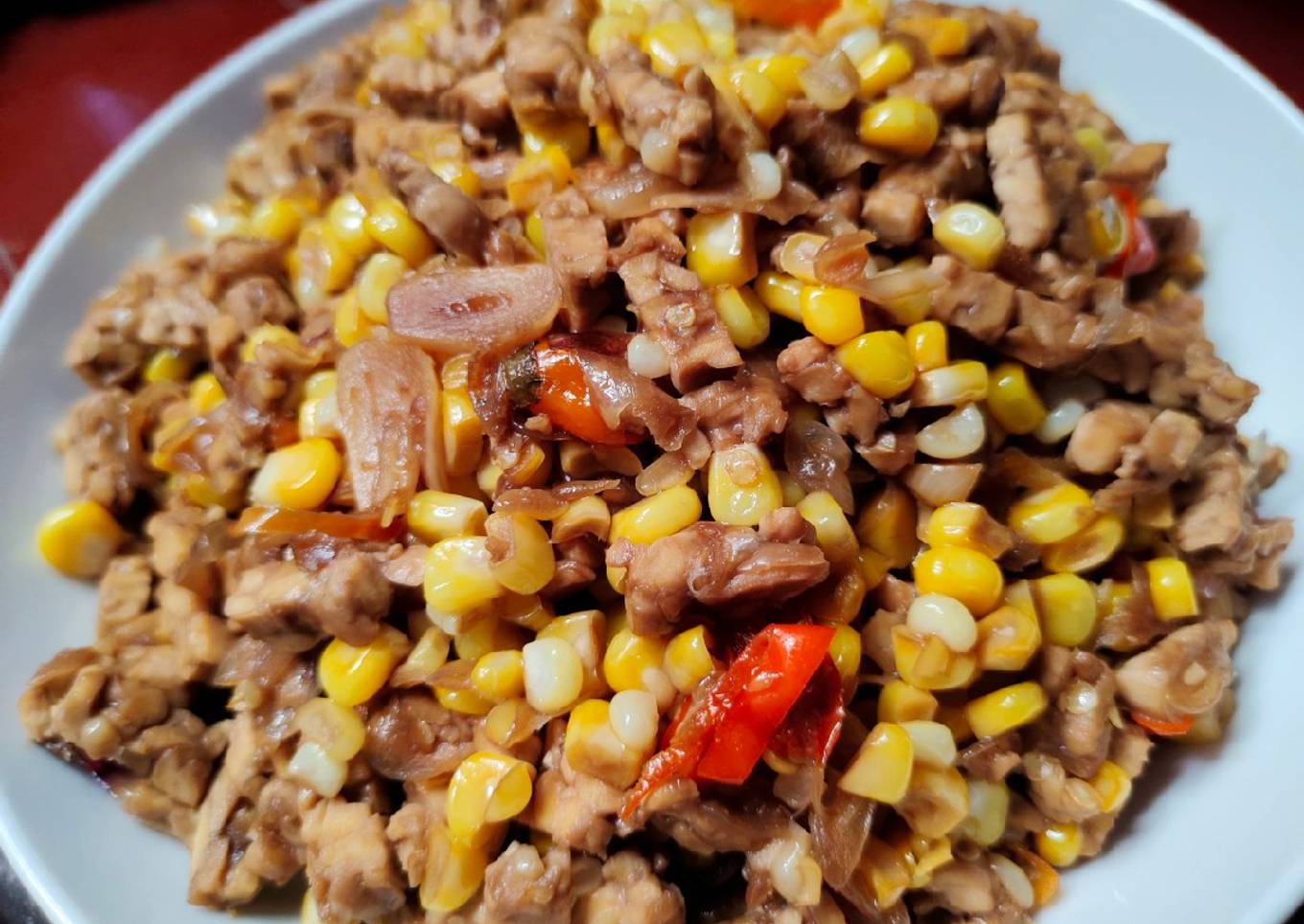 Tumis kecap tempe jagung