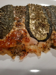Una foto de Pizza con base de calabacín