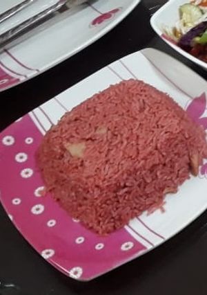 صورة لوصفة أرز أحمر بالمشروم