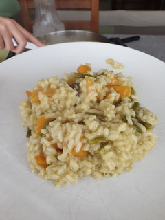 Una foto de Risotto de calabaza y espárragos trigueros